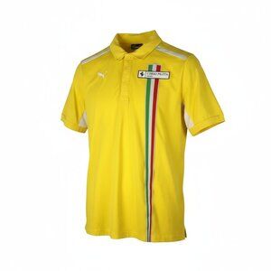 Ferrari Corso Pilota Puma Polo Shirt Men S Logo Hit Luxury Racing Stripes Yellow